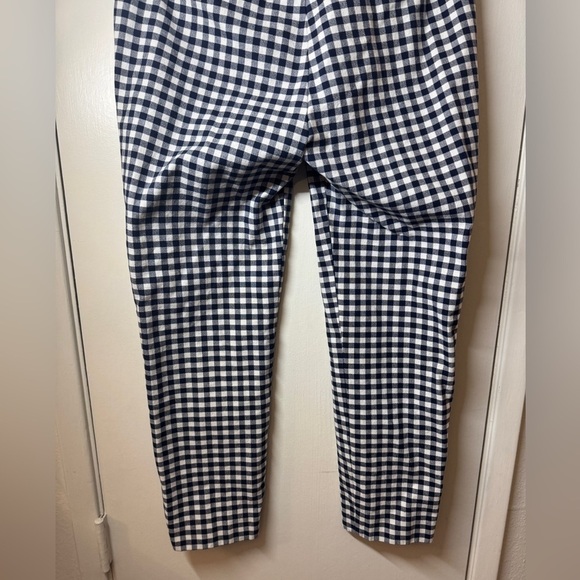 J.Crew Martie Bi-Stretch Gingham Navy Blue White Retro Slim Cropped Pants Size 6 - Picture 11 of 15